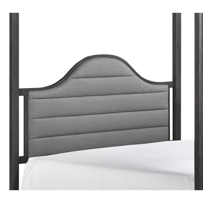 Lit double à baldaquin en bois avec tête de lit tapissier, article de décoration de chambre à coucher en bois, Lit double