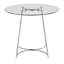 Table de salle à manger contemporaine en chrome avec plateau en verre transparent