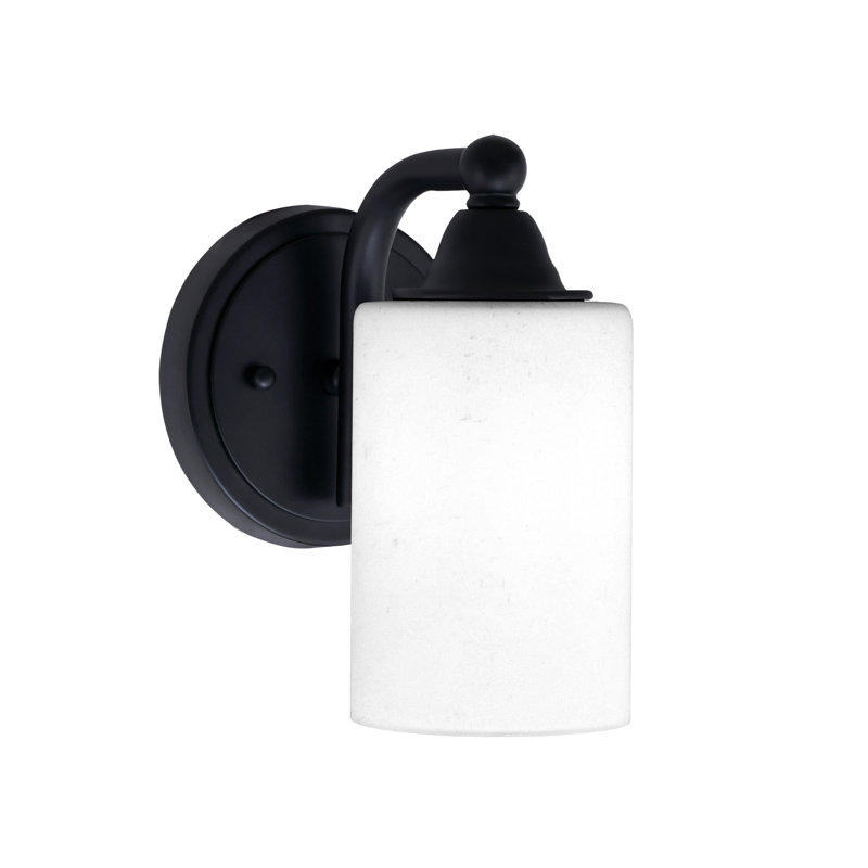 Applique murale Paramount avec fini noir mat et verre mousseline blanc 4 po