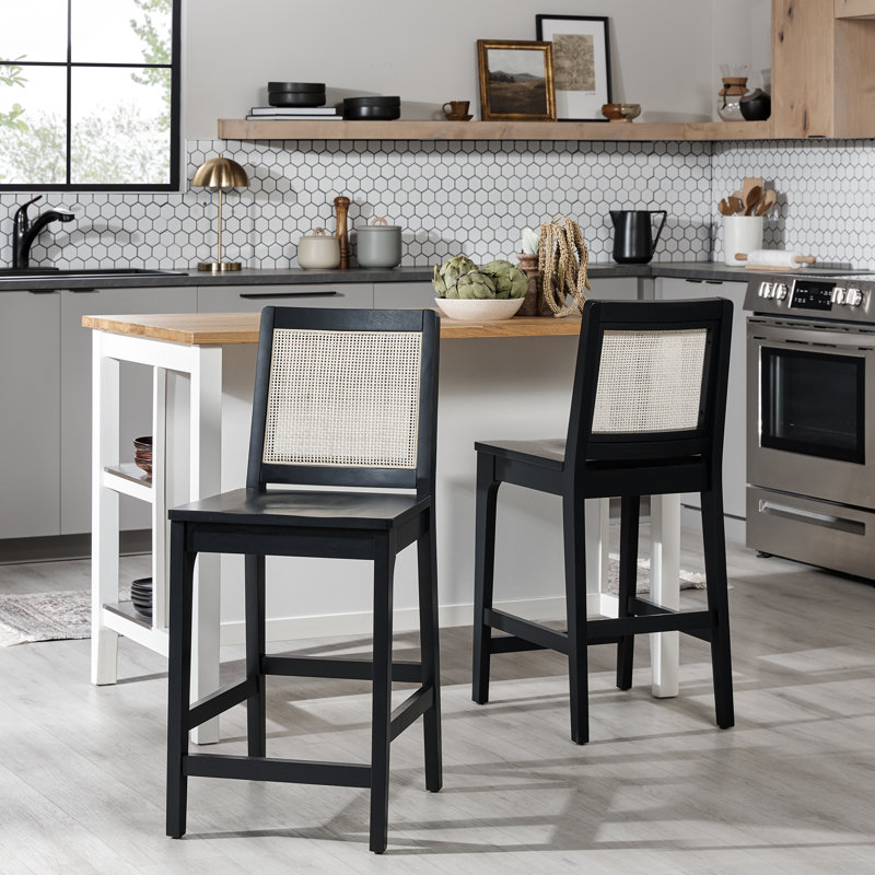 Beckwith 24'' Solid Wood Counter Stool, Black