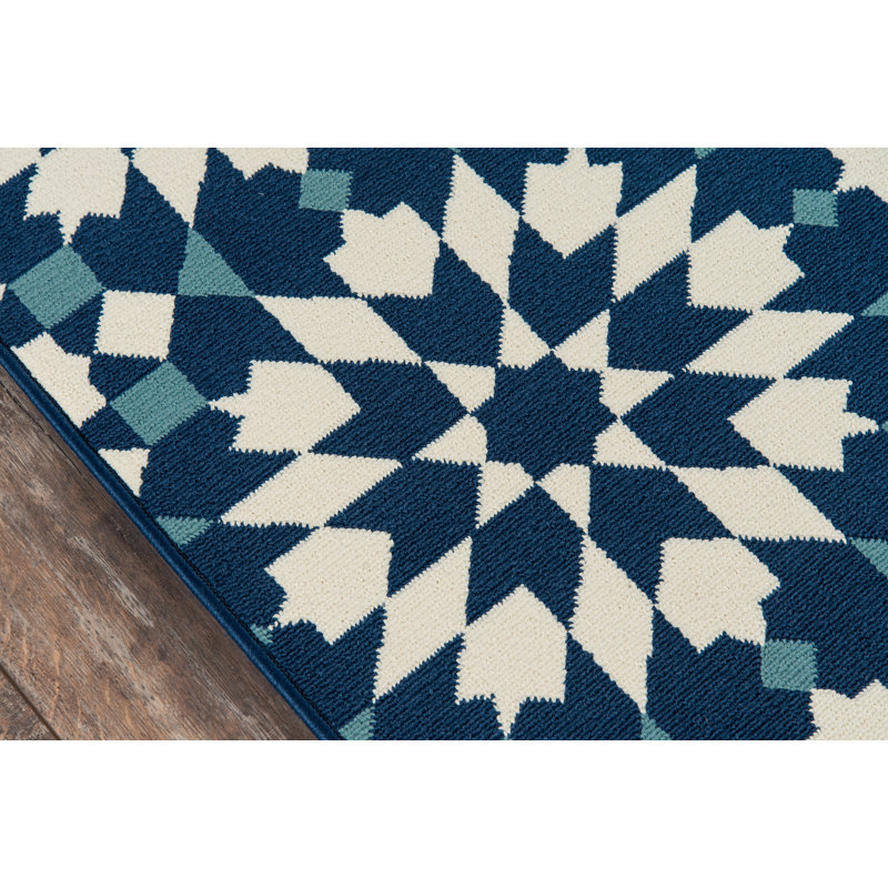 Tapis géométrique marine Imogene, Tapis de couloir 2 pi 3 po x 7 pi 6 po