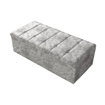 Akyiah 102cm Wide Tufted Rectangle Striped Standard Ottoman with Storage