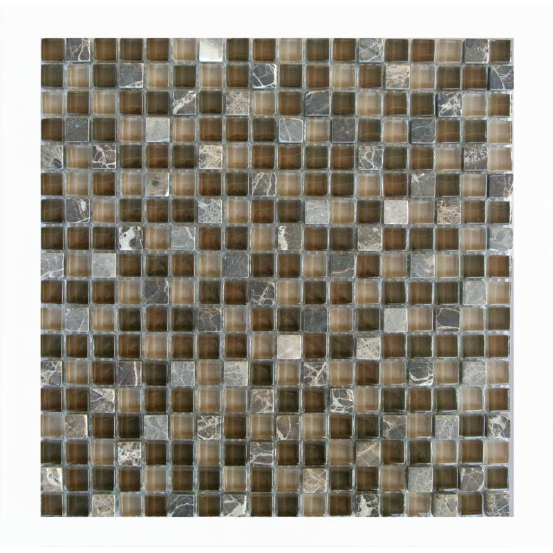 Carreau de mosaïque de mur / plancher en pierre naturelle / verre 0,63 po x 0,63 po Quartz, Brun Dipietra