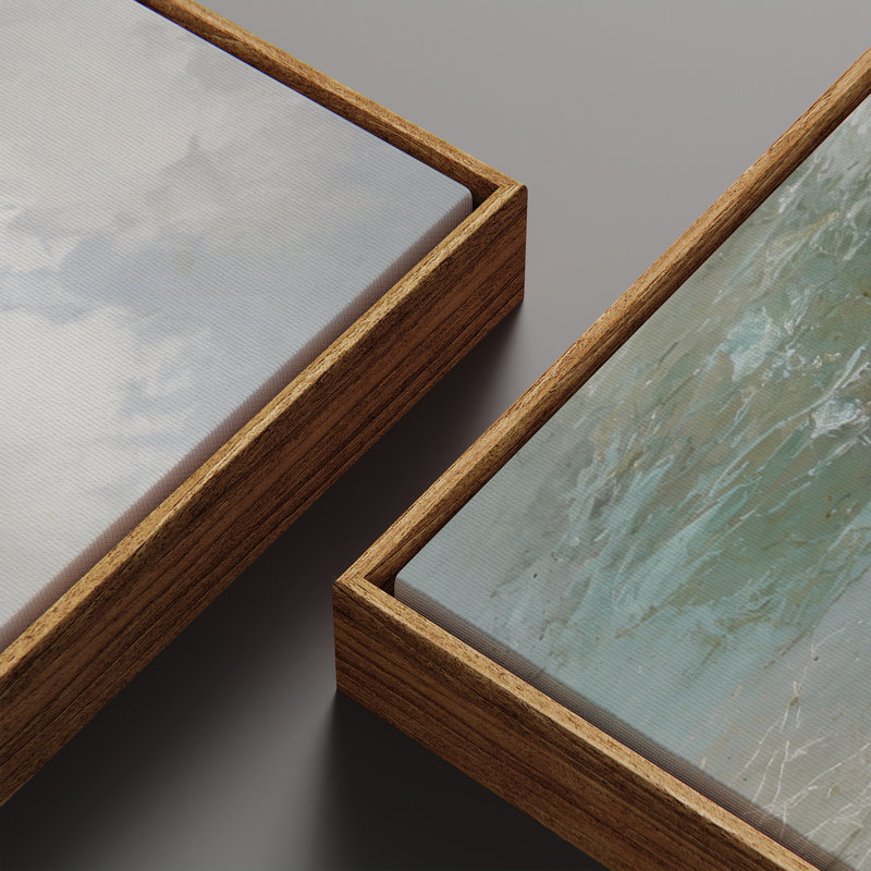 Paysage de marais bleu-vert doux – Ensemble de 2 impressions d'art encadrées sur toile 60"x20"x2, 60"x30"x2, Encadré naturel