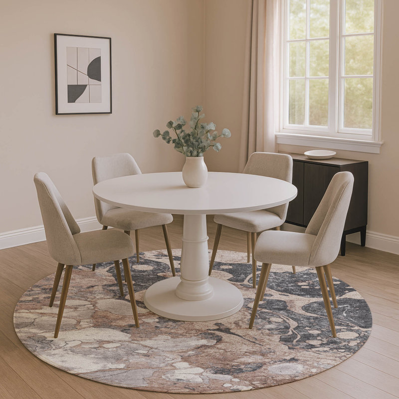 Premium Machine Washable Mayfield AMF1909 Abstract Rug, Round 8'