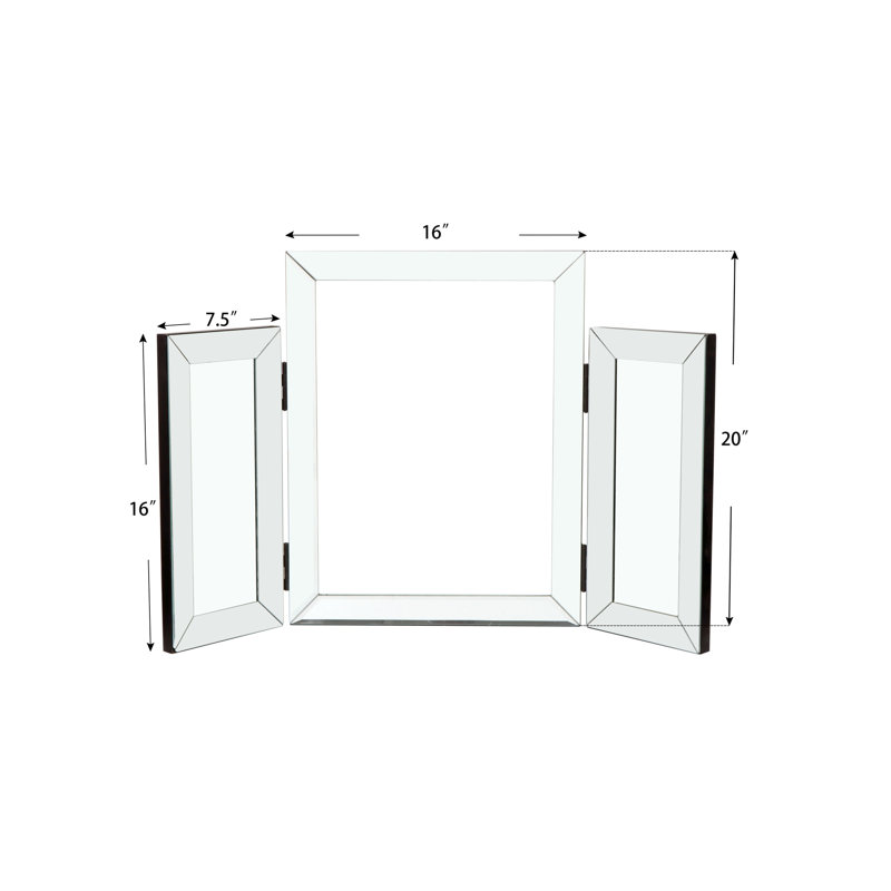 Miroir de salle de bain pliant 31 po x 20 po, moderne et élégant, cadre, convient au salon, décoration murale d'entrée, décoration