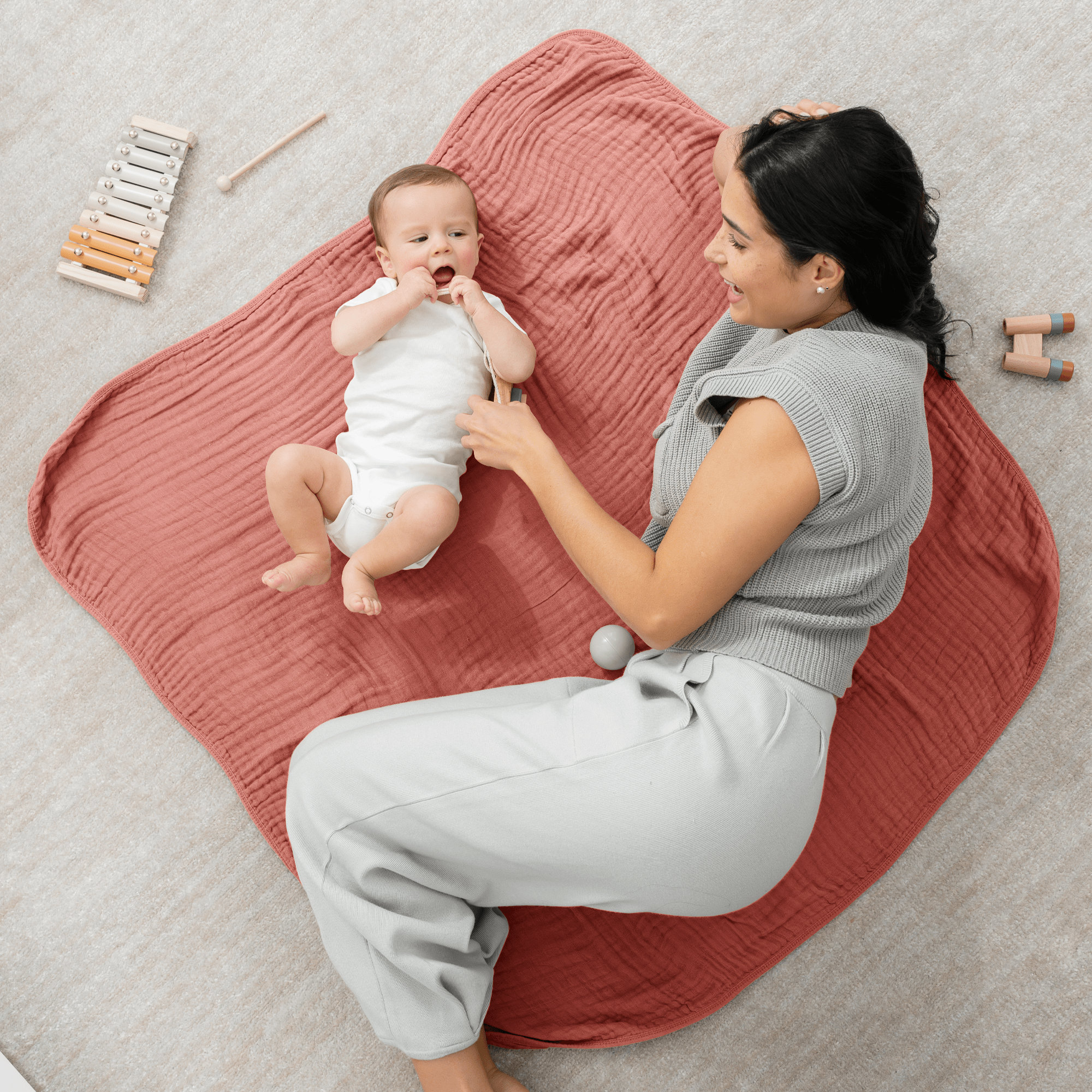 Karlina Muslin Blanket, Dusty Rose, Baby