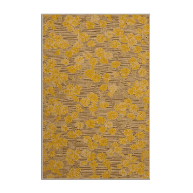Tapis botanique brun lavable à la machine, Rectangulaire 2 pi x 3 pi