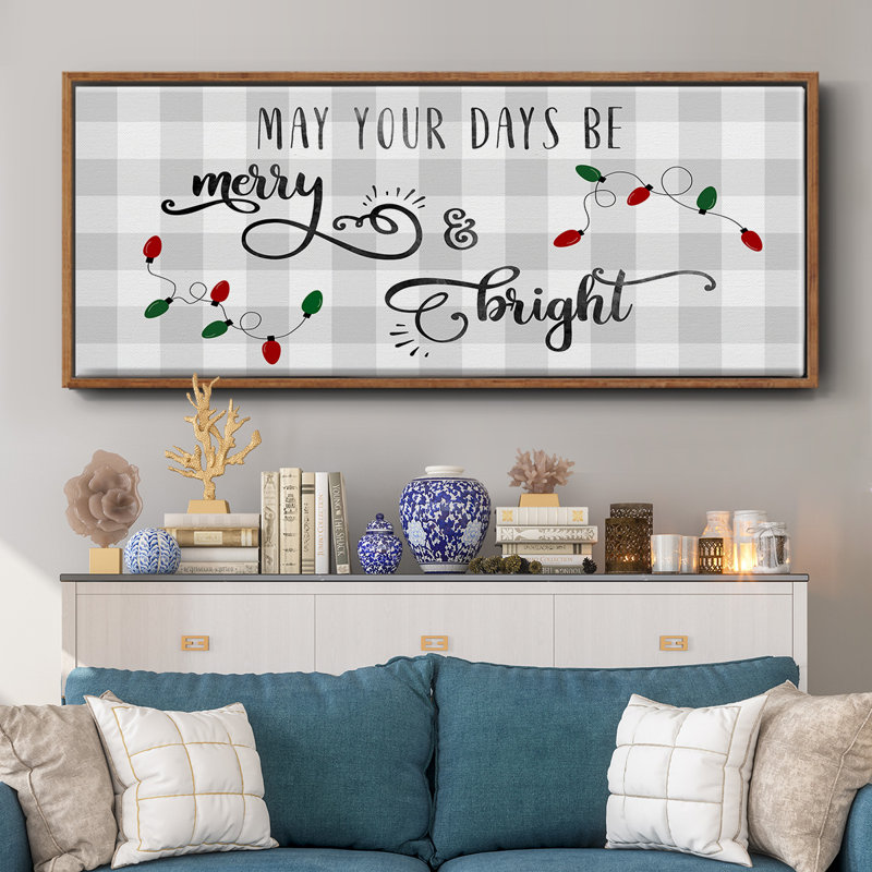 Buffalo Check Merry- Framed Canvas, 24" H x 60" W