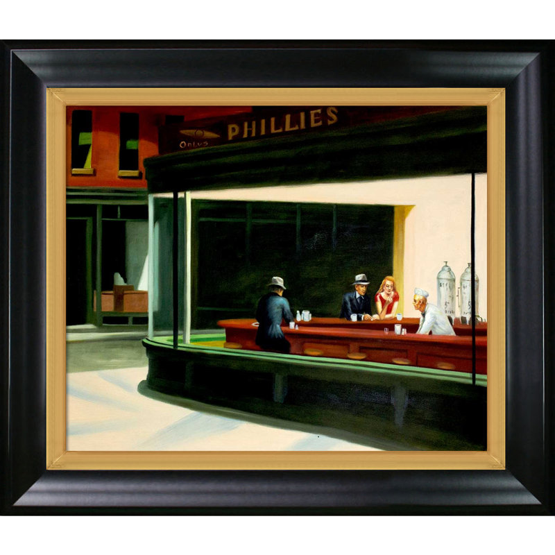 «Nighthawks» par Edward Hopper - reproduction d'art sur toile, H 29 po x l 33 po x L 2 po