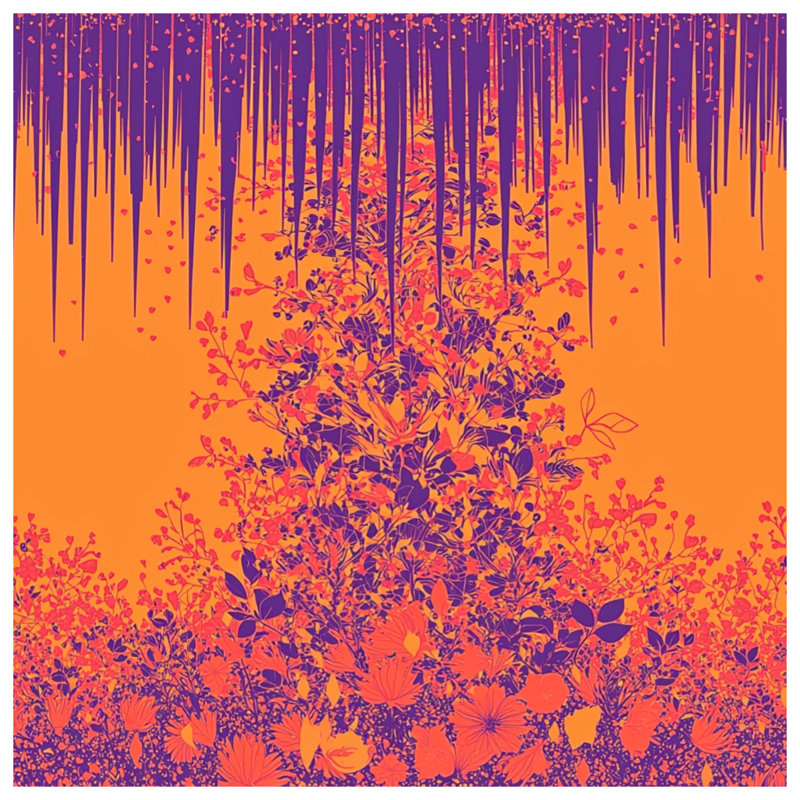Jeté Floral, L 80 po x l 60 po, Orange / mauve floral / abstrait