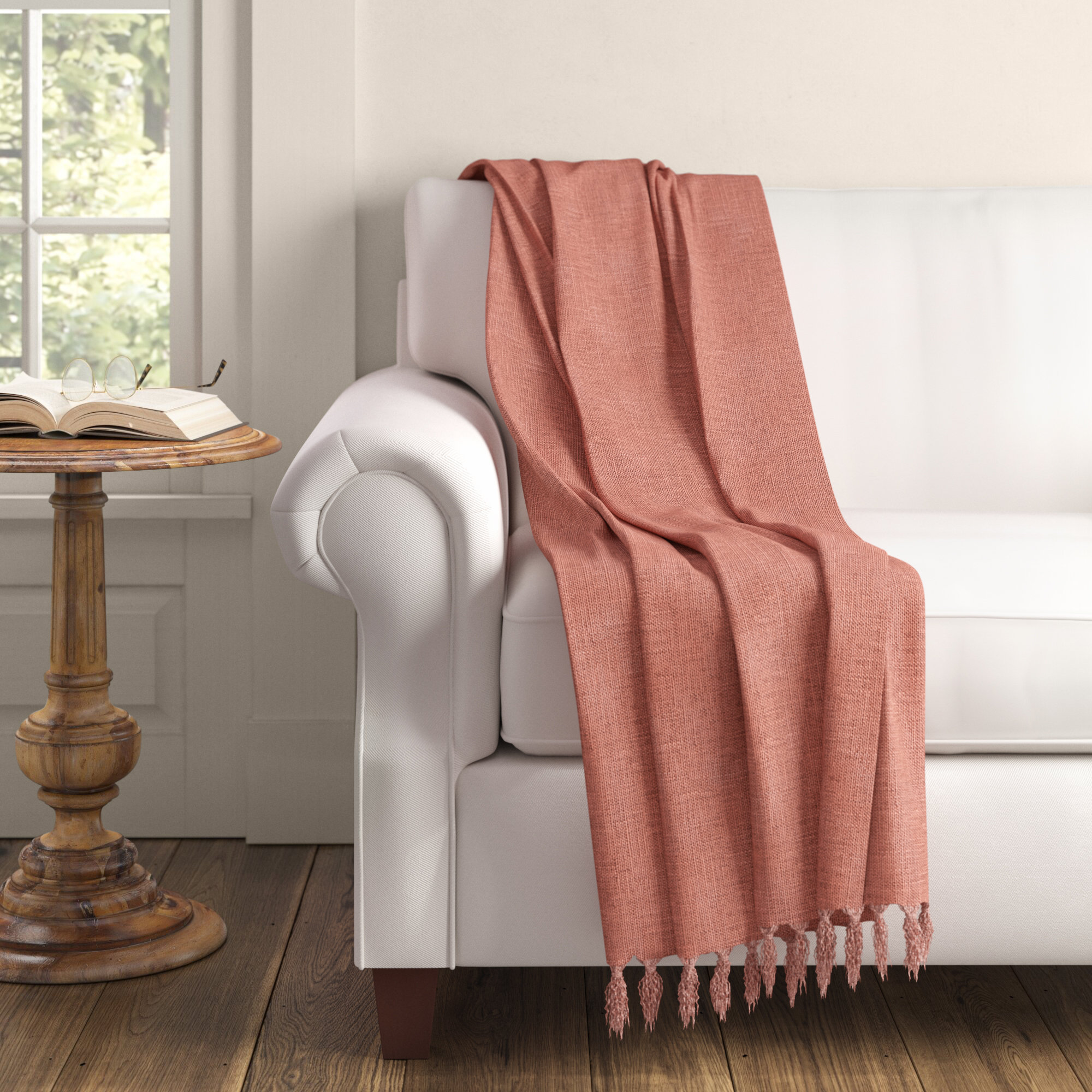 Nicholas Linen Hand Woven Throw Blanket, Red