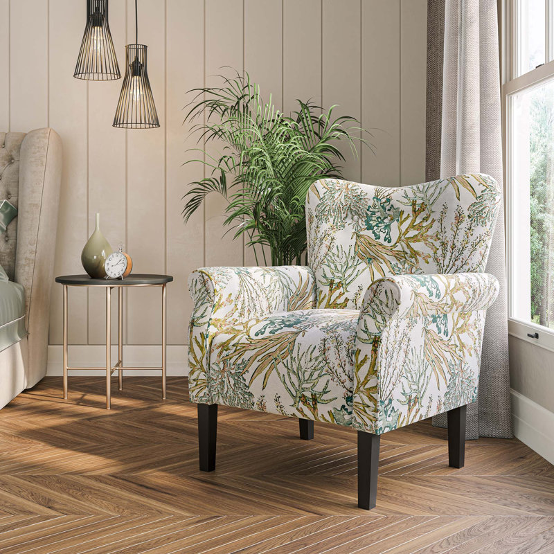 Fauteuil rembourré en polyester 30,3 po Modern, Polyester vert corail