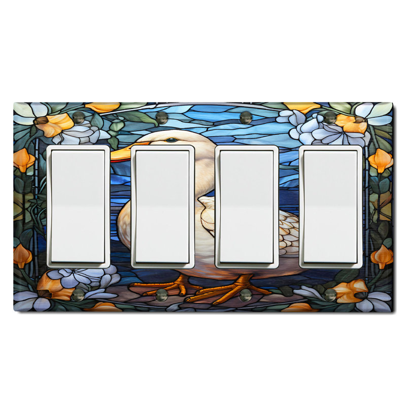 Nature Themed 4 - Gang Toggle Light Switch Standard Wall Plate