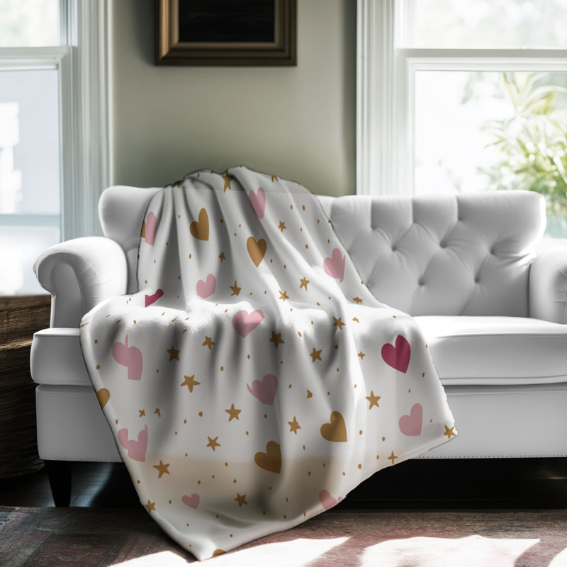 Cœur mignon - couverture sherpa de qualité supérieure 1 pièce, L 50 po x L 60 po