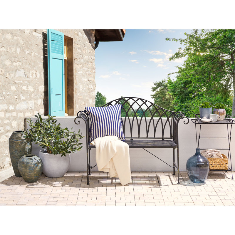 Neal Iron Outdoor Bench, Black
