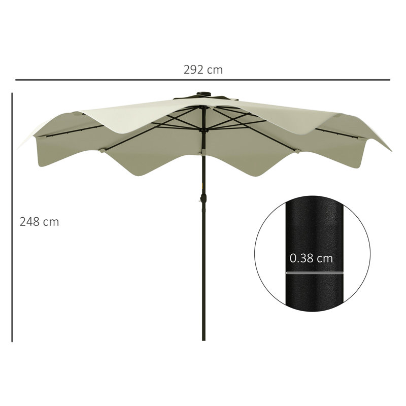 Britnee 292cm Lighted Tilt Market Parasol, Cream