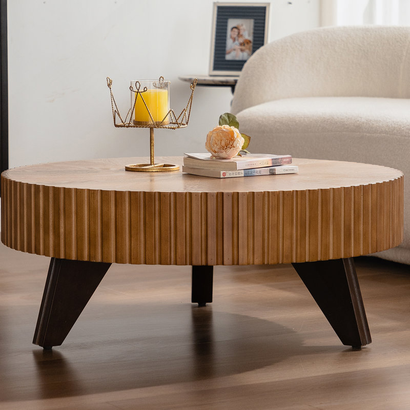 Table basse ronde 35,4 po, Naturel