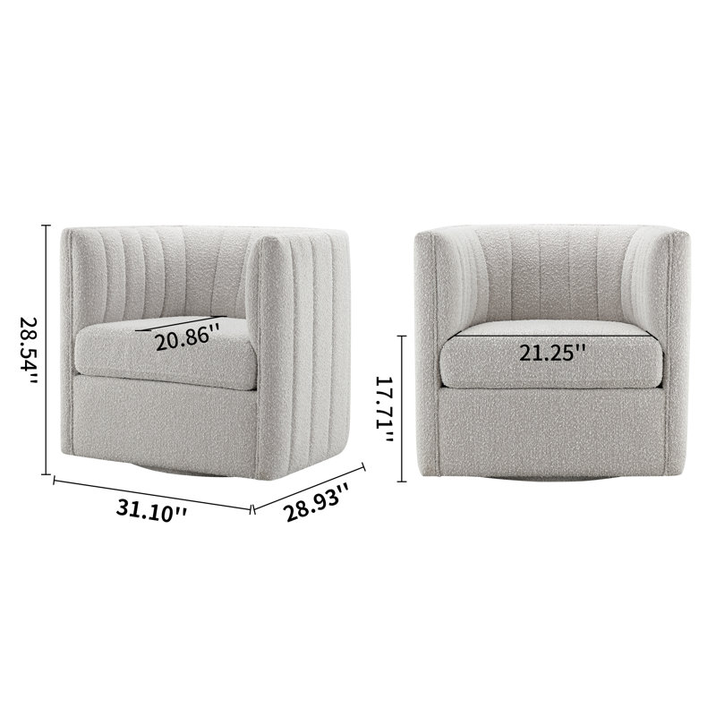 Irasema Upholstered Swivel Barrel Chair, Beige Microfiber/Microsuede