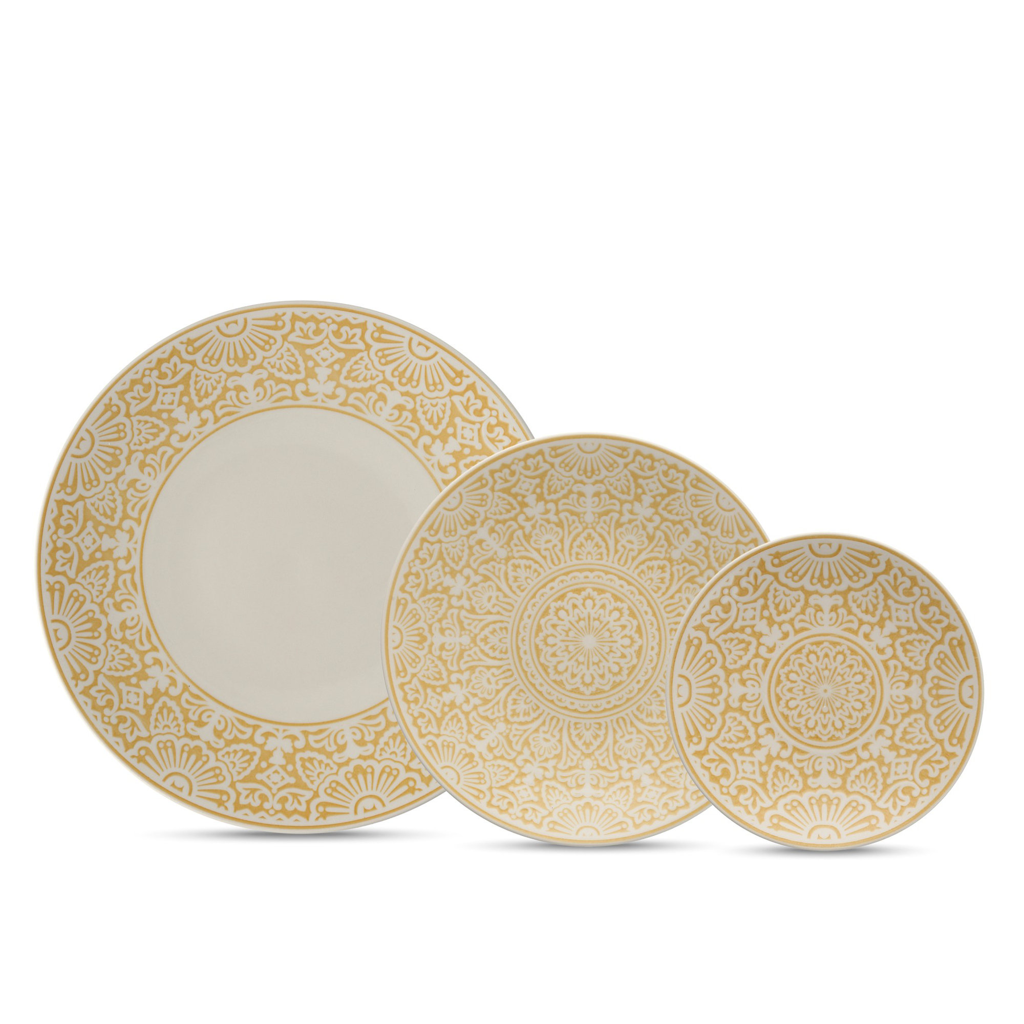 Fortessa Havana Porcelain, 12 Piece Dinnerware Set (Service for 4), Yellow