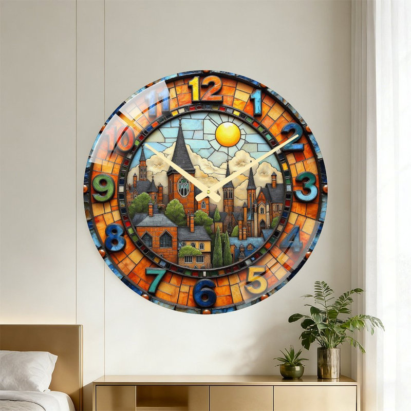 Horloge murale en verre coloré