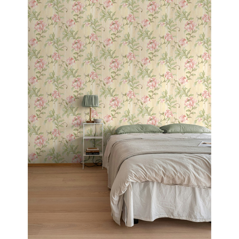 Papier peint à motif floral parchemin et parchemin métallique Seabrook Designs, Tanné
