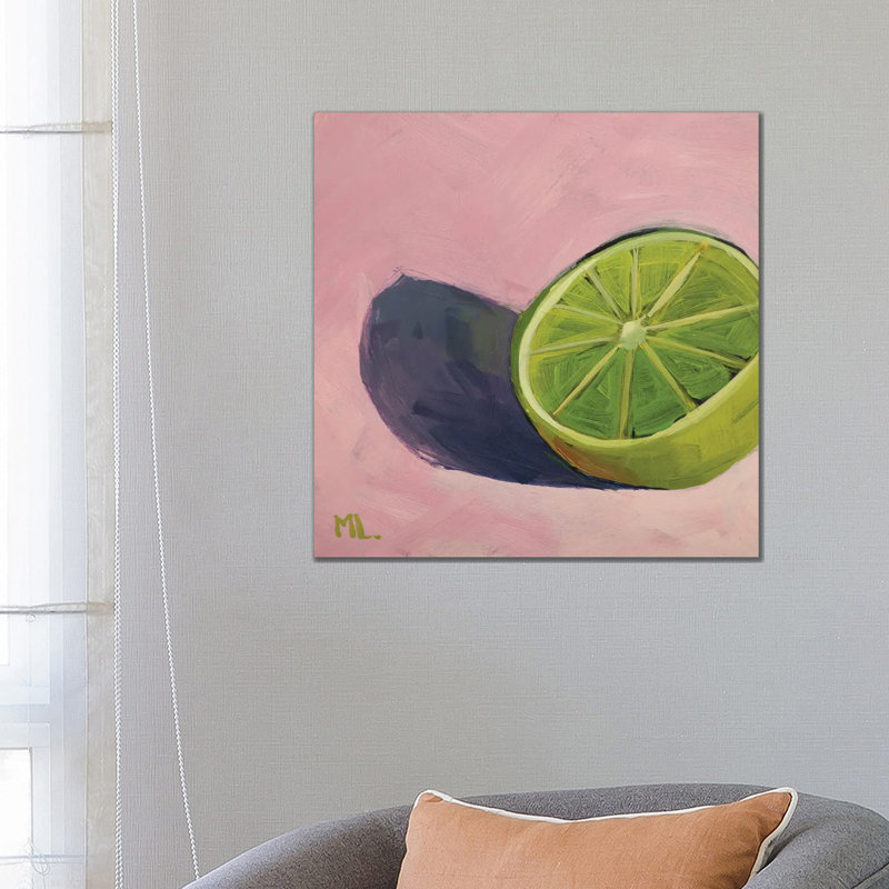 Lime On Pink by Monica Linares - Wrapped Canvas Painting, 66.04 cm H x 66.04 cm W x 3.175 cm D