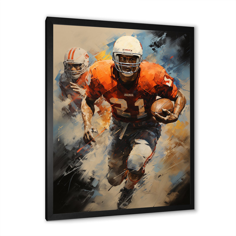 Football Gridiron Rhythms II - reproduction sur toile, Cadre photo noir, L 12 po x H 20 po