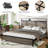 Bed Frame, Wooden Platform Bed Frame With Storage LED Light Headboard And 2 USB, No Noise, Large Underbed Storage, No Box Spring Needed, Easy Assembly-2068161338