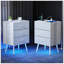 Ensemble de 2 tables de chevet modernes avec station de charge, tables de chevet avec éclairage DEL et tiroirs en tissu pour plus de commodité-537359302