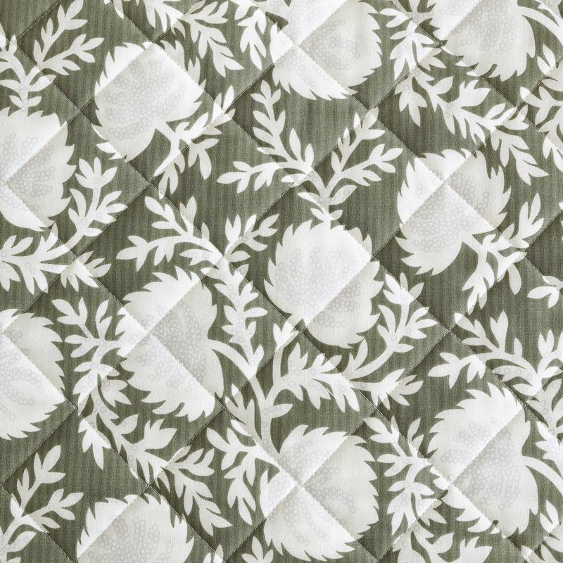 Ensemble de courtepointe Eddie Bauer, Courtepointe très grand et 2 très grandes taies , Motif floral vert