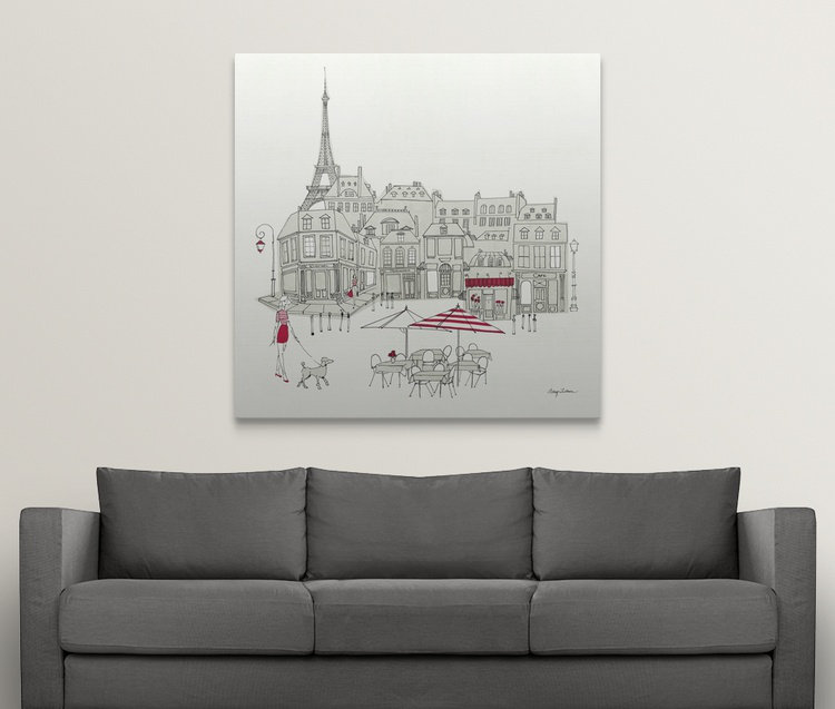 « world cafe ii-paris red », impression sur tillmon avery, H 30 po x l 30 po x P 1,5 po, Toile