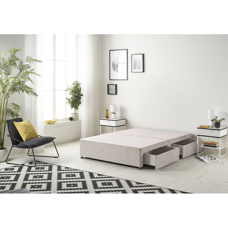Dennishia Divan Bed Base, 2 Drawers, Silver, Super King (6')