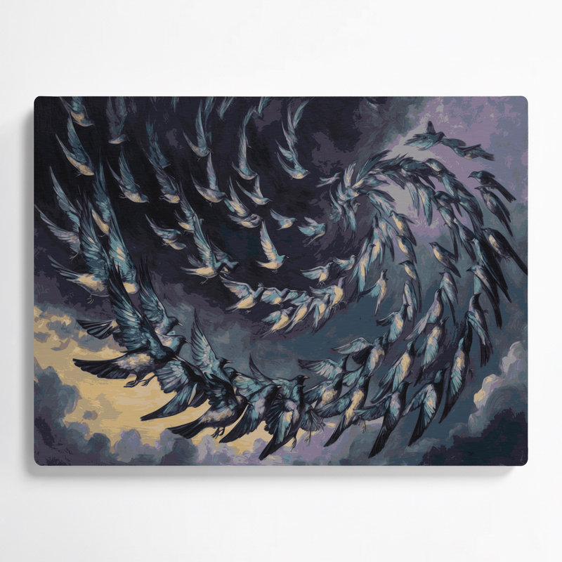 Oiseaux, art mural gris Starling, H 240 po x l 288 po x P 0,05 po