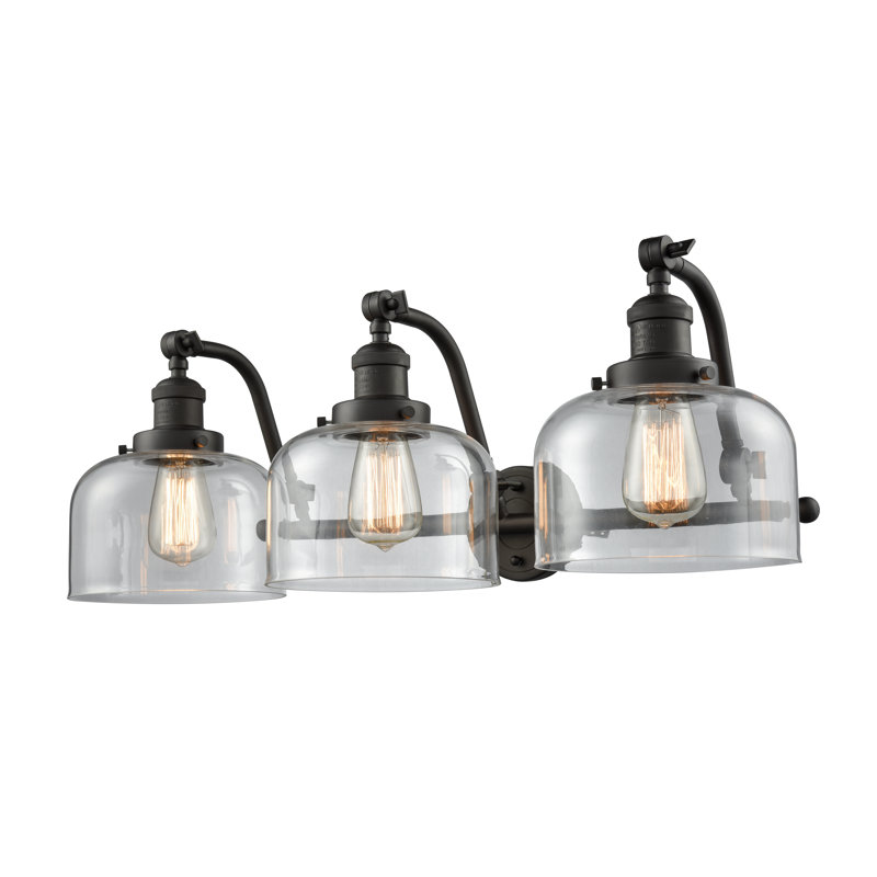 Éclairage pour salle de bain 3 lumières Plumlee, Nickel satiné brossé, Plaqué couleur fumée, Ampoule non incluse