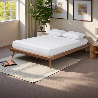 Brayden mid-century modern Brown Wood King Size Platform Bed, 12.74'' H X 83.04'' W X 86.32'' L