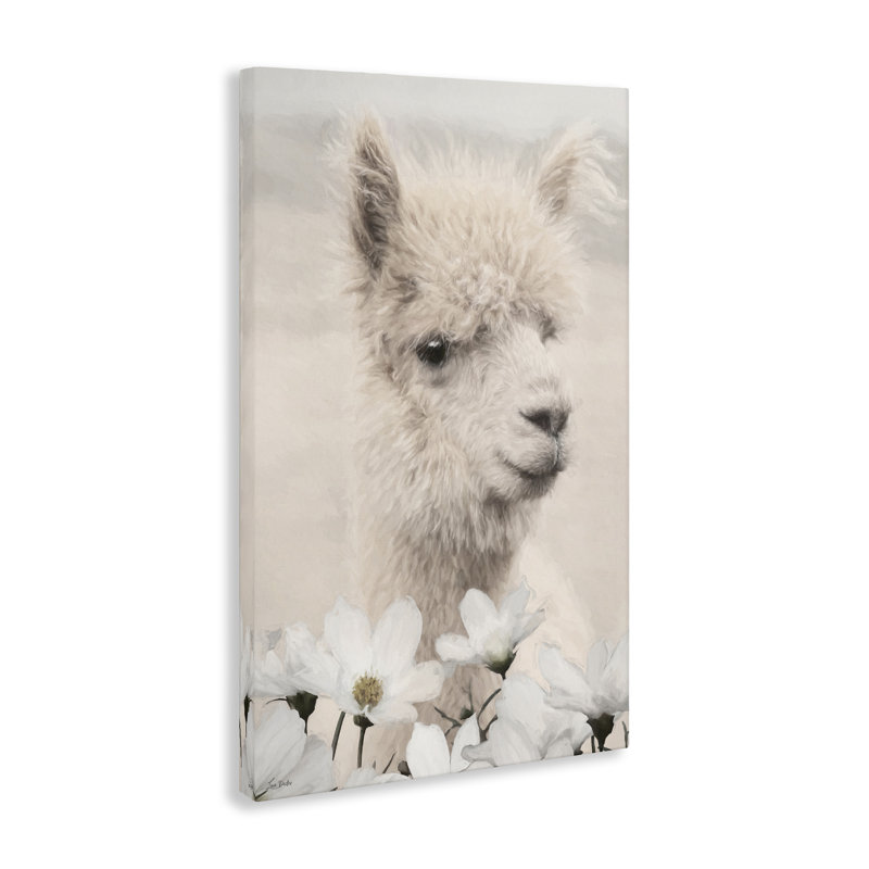 «Alpaca with White Blossoms», art mural par Lori Deiter, H 36 po x l 24 po
