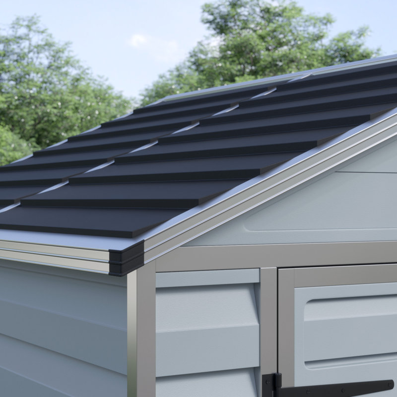 Skylight 3 ft. W x 7 ft. D Plastic Garden/Tool Shed, Grey, 203.5cm H x 121cm W x 177cm D