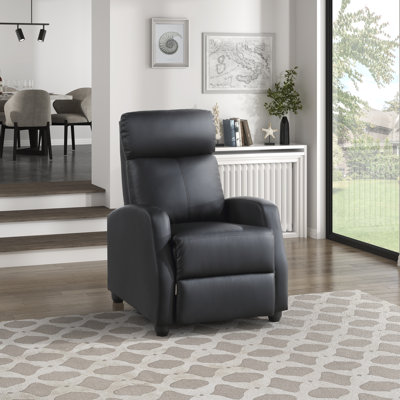 Saier 27" Modern & Contemporary Push Back Faux Leather Reclining Chair with Exposed Black Faux Wood Feet, Push-Back Recline by Latitude Run
