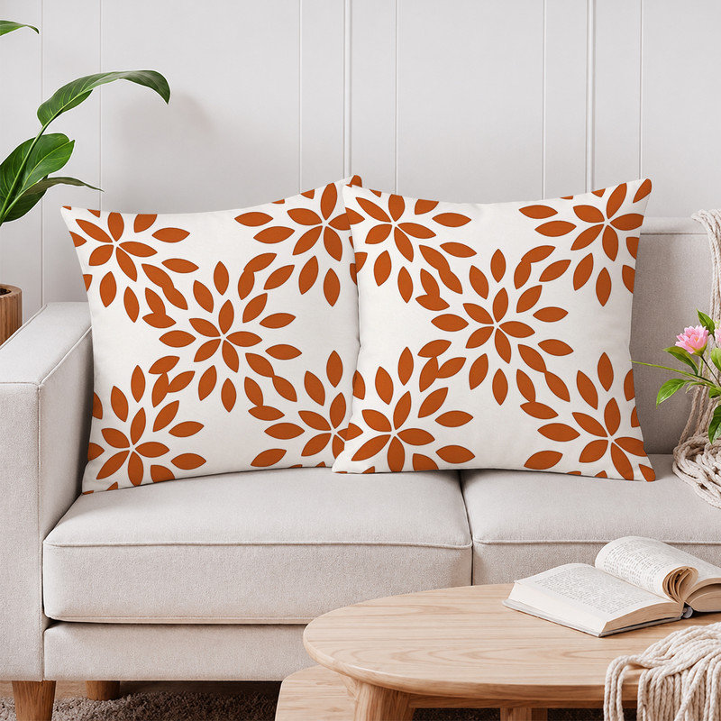 Housses de coussin JYK, Feuille orange à motif géométrique