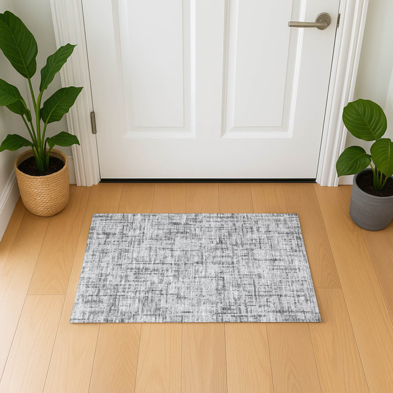 Premium Machine Washable Mayfield AMF2130 Striped Rug, 1'8" x 2'6", Gray