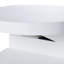 Table basse ronde avec plateau tournant et rangement caché, bois manufacturé blanc doux, largeur 23,6
