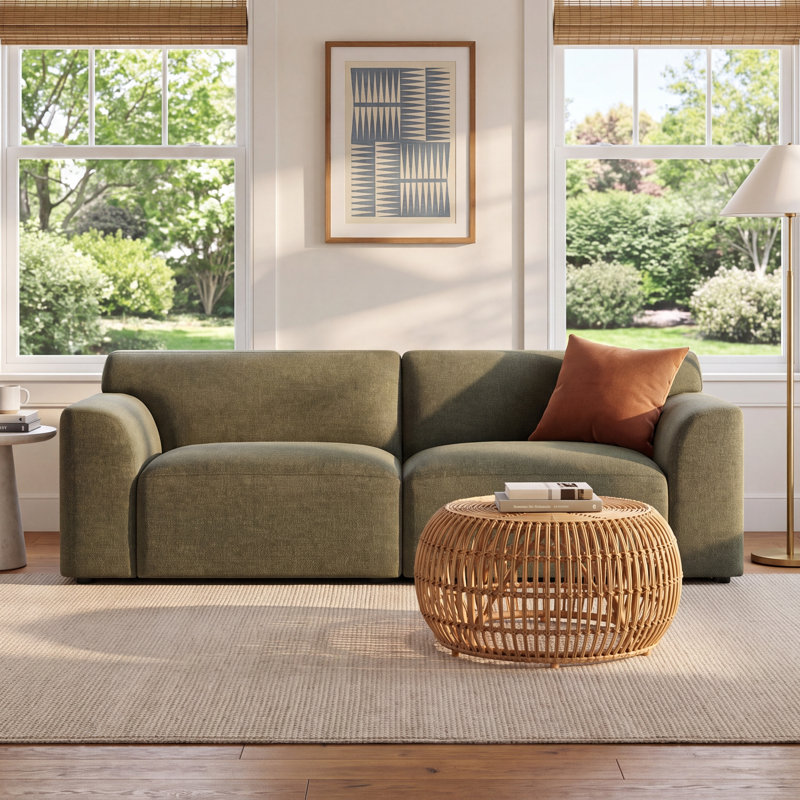 Morell 2-Piece 93" Upholstered Modular Sofa, Nathan Hemp Tweed