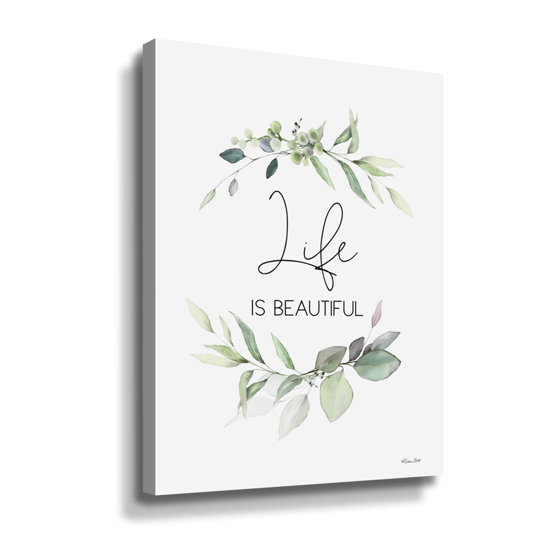 «Life Is Beautiful», art textuel sur toile, Toile tendue, H 18 po x l 14 po x P 2 po