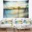 Étagère de mer reprenant le bleu seascape avec une tapisserie de pilier lointain-28507304