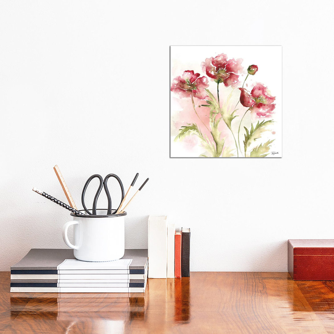 Blush Watercolour Poppy III - Painting on Canvas