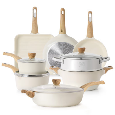 SENSARTE Ceramic Cookware Sets, 15-Piece, Non-Toxic Healthy Non Stick, PFAS PTFE PFOA PFOS Free
