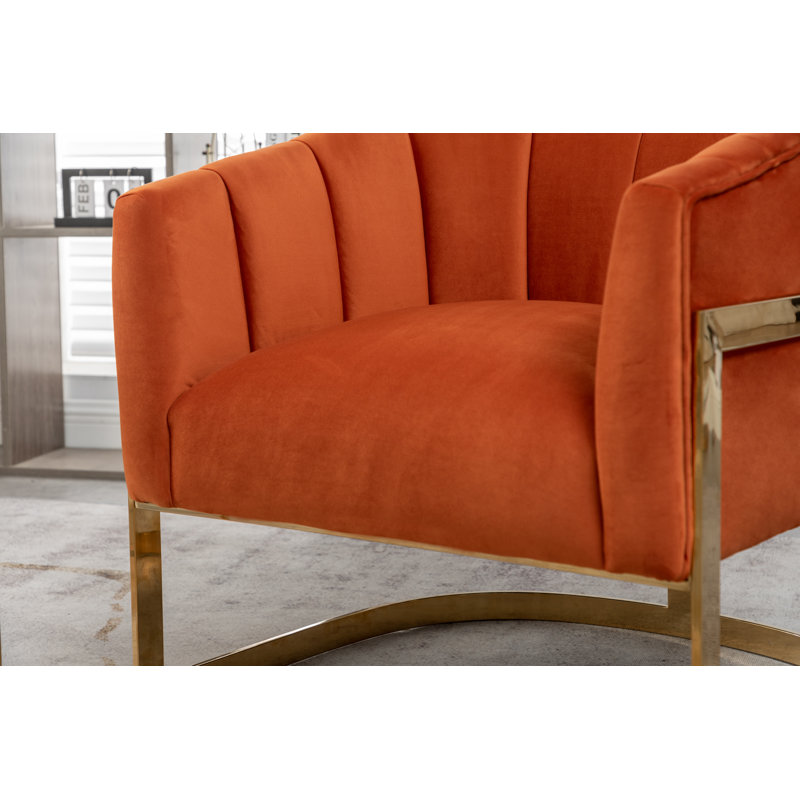 Ensemble de salon en velours 3 pièces Tellico, Velours orange