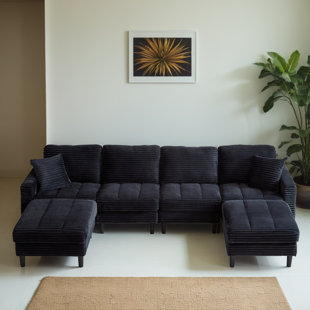 6 - Piece Upholstered Modular Sleeper Sectional Sofa Bed for Living Room