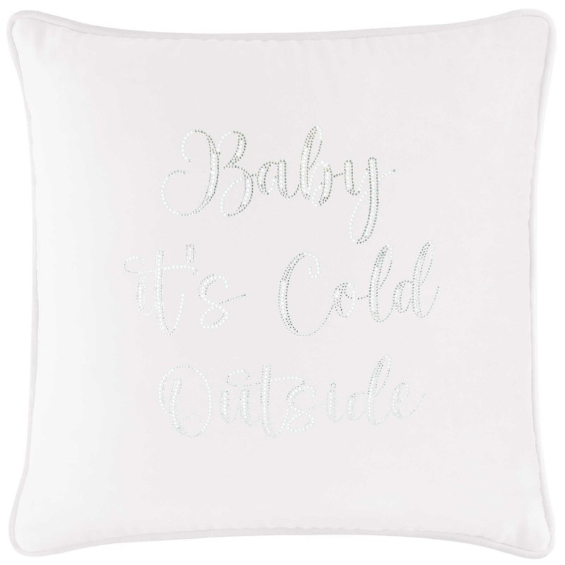 Coussin Sparkles Home Strass | Rembourrage en plumes | Luxe, Carré 20 po, Velours blanc